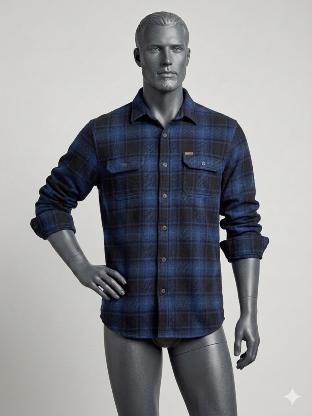 ORVIS  Big Bear Navy and Black Heavy weight plaid Flannel size Large